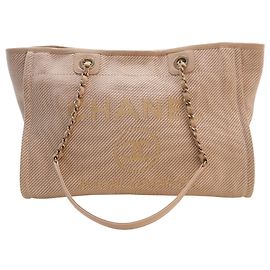 Chanel Deauville Tote aus Mischfasern Beige Small