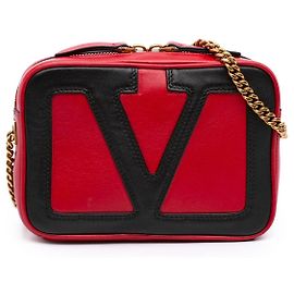 Borsa a tracolla Valentino Red Bicolor Nappa Vlogo Viva Superstar Camera Chain Bag