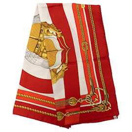 Sciarpa in seta Hermès Red Chateaux D Arriere 90