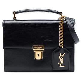 Borsa satchel High School in pelle di vitello invecchiata nera mini Saint Laurent