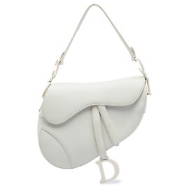 Borsa Saddle in pelle di vitello granulata bianca Dior