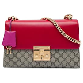 Borsa a Spalla Gucci Beige Medium GG Supreme Padlock
