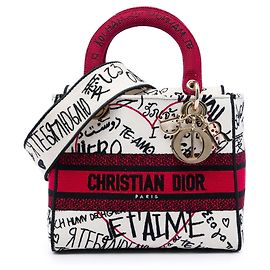 Dior White DiorAmour Medium Embroidered Canvas Graffiti Lady D Lite