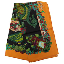 Sciarpa in seta Hermès Orange Le Paradis du Roy 90