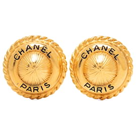 Orecchini a clip Chanel Gold CC placcati oro con logo rotondo