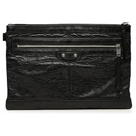 Clutch Balenciaga Black Lambskin Motocross Classic Clip Clutch M