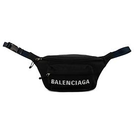 Borsa a tracolla Balenciaga Black Small Nylon Logo Wheel Belt Bag