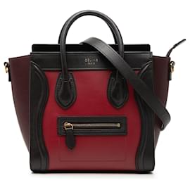Céline Borsa Celine Red Nano Tricolor Leather Luggage Tote