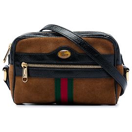 Gucci Marrone Mini Suede Web Ophidia Crossbody