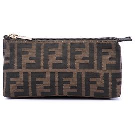 Clutch Fendi in tela Zucca marrone