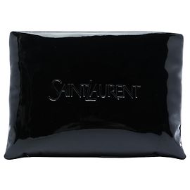 Pochette Puffy in vernice nera Large Saint Laurent