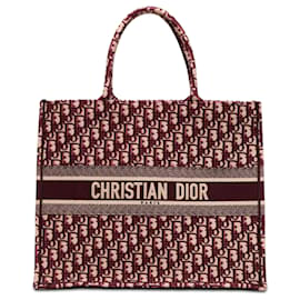 Dior Red Large Oblique Bestickte Canvas Book Tote
