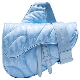 Borsa a tracolla Saddle in tessuto tecnico Dior Blue ERL Oblique Mirage