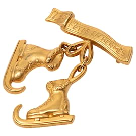 Hermès Gold Gold Plated Skate Boots Brooch