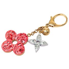 Portachiavi e charm per borsa Glam Flower in resina e placcato oro Louis Vuitton