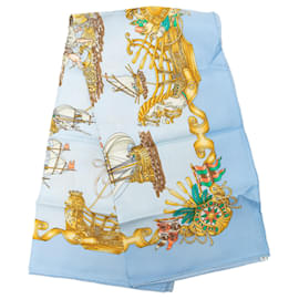 Sciarpa in seta Hermès Blue Vaisseaux et Fregates 90