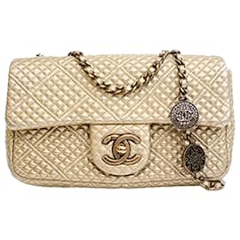Chanel Gold Small Micro Quilted Metallic Lambskin Coin Flap