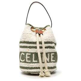 Borsa a secchiello Celine White Teen Plein Soleil in tela - Céline