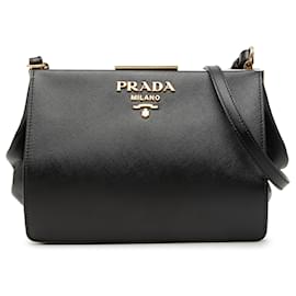 Borsa a tracolla Prada Black Saffiano and City Calf Light Frame