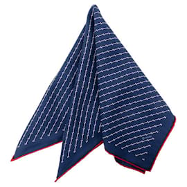 Fazzoletto di seta Hermès blu con motivi geometrici