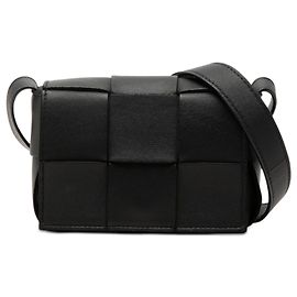 Bottega Veneta Borsa a tracolla Extra Mini in nappa nera Maxi Intrecciato Cassette