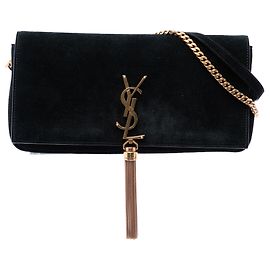 Saint Laurent Kate 99 Monogramm Tasche aus schwarzem Wildleder