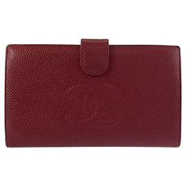 Cartera Chanel Vintage Coco Mark en cuero rojo vino