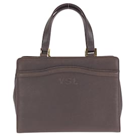 Sac à main en cuir marron vintage Yves Saint Laurent