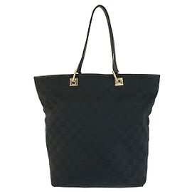 Bolso Tote de lona GG y cuero Gucci