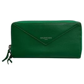 Portafoglio lungo in pelle verde Balenciaga