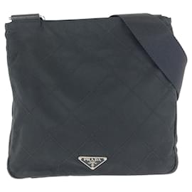 Borsa a tracolla Prada in nylon e pelle Tessuto con logo triangolo