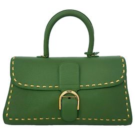 Autre Marque Bolso Delvaux Surpique Brillant East West con asa en piel verde
