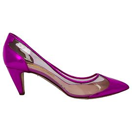 Décolleté a punta Rupert Sanderson 60mm in vernice rosa con dettagli in rete