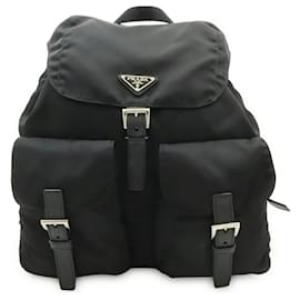 Prada Nylon-Leder-Rucksack mit Dreieckslogo