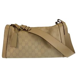 Borsa a tracolla Gucci in tela GG beige e pelle