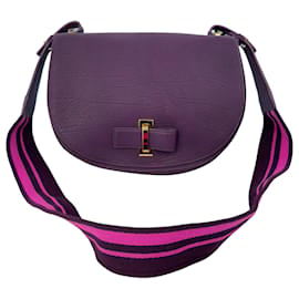 Borsa a sella Le Mutin Delvaux in pelle di vitello viola