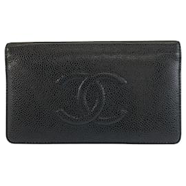 Chanel Langer Ledergeldbörse in Schwarz
