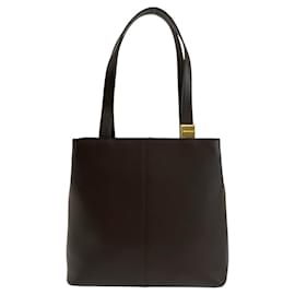 Burberry Leder Check Tote Bag Braun Gold