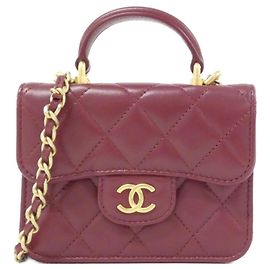 Borsa a mano Chanel AP2200 in pelle Bordeaux
