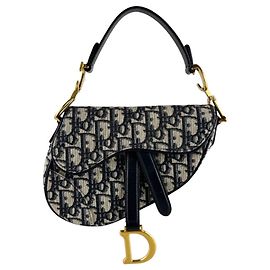 Borsa Saddle in tela navy e pelle Christian Dior