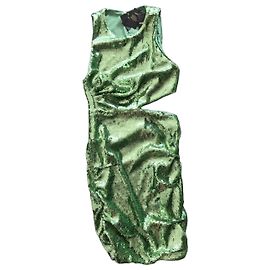 Maje Grünes Paillettenkleid mit Cut-Outs