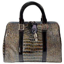 Borsa Boston Christian Dior in pelle verniciata effetto coccodrillo