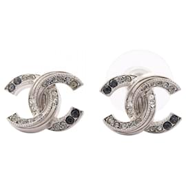 Orecchini Chanel Neri Argentati Acciaio