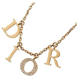 Collana Christian Dior placcata in oro e strass