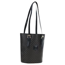 Borsa Tote CELINE Macadam in tela PVC e pelle nera e oro Auth 191815V - Céline