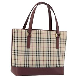Borsa BURBERRY Nova Check in tela Beige Gold Auth ep15581