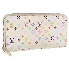 LOUIS VUITTON Monogram Multicolor Zippy Wallet White M60241 LV Auth BA14264