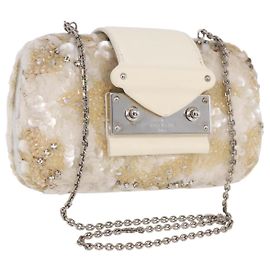 LOUIS VUITTON Minodiere Petit Tresor Bag Sequin White Silver LV Auth 192631SAM