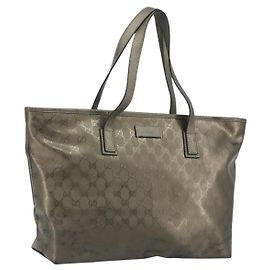 Borsa Tote GUCCI GG Canvas Guccissima in Pelle Argento 211137 Auth mr2751