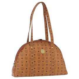 Borsa Boston MCM Logogram Vicetos in PVC e pelle marrone con dettagli dorati Auth mr2798